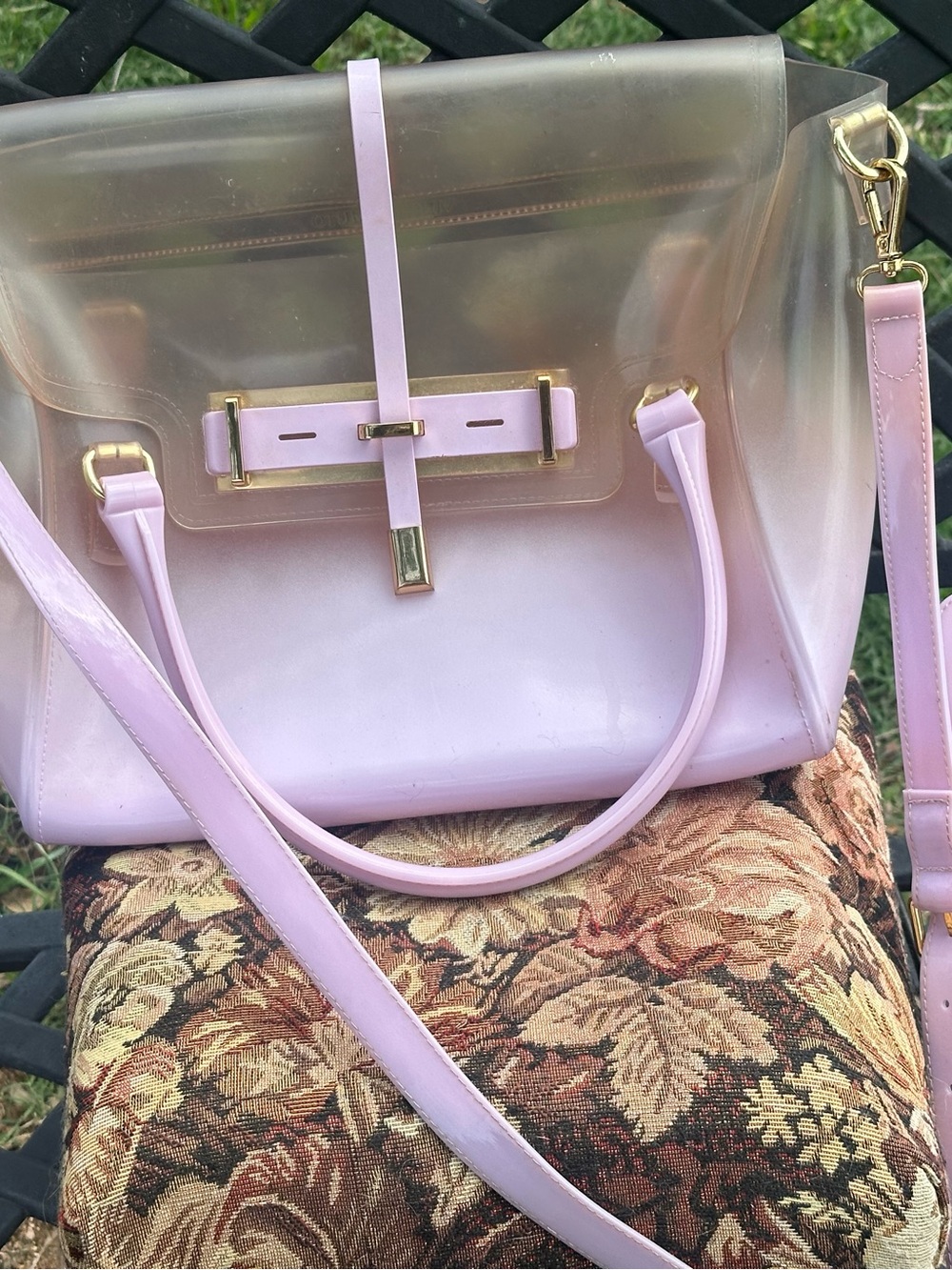 Vince Camuto Ombre Jelly Satchel Bag - Pink Clear Crossbody - Stadium Approved